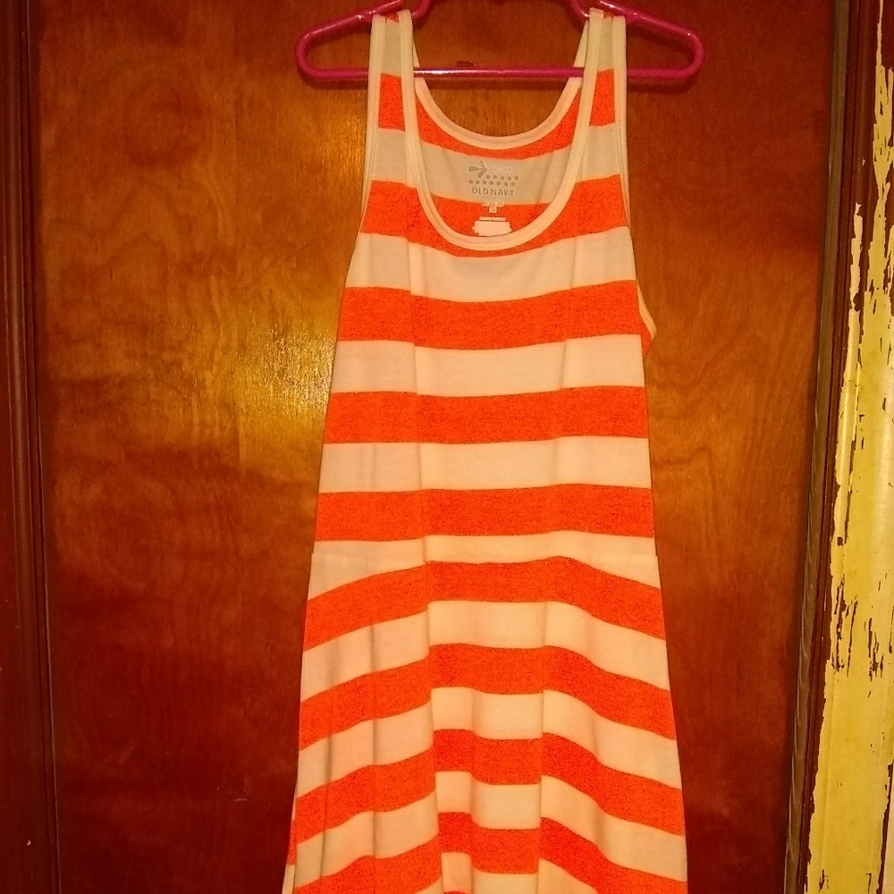 Pink and white striped tank dress